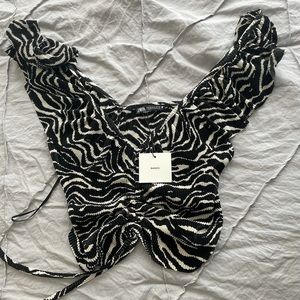 Zara zebra print off the shoulder crop top